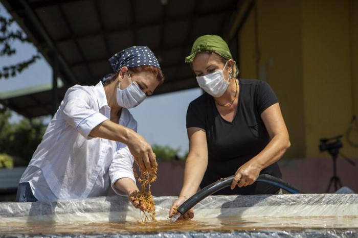 Atalık sarı buğday kazanlarda kaynadı, g&uuml;neşin kollarına bırakıldı